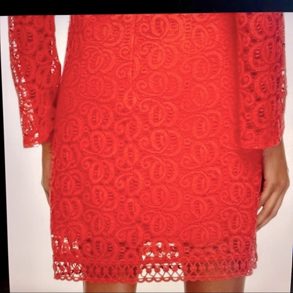 Laundry by Shelli Segal NWT Red Lace Crochet Bell Sleeve Dress in Hibiscus - Picture 6 of 13